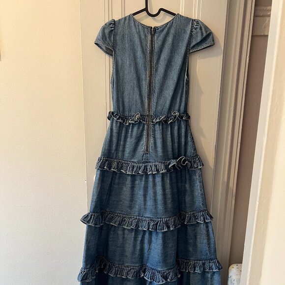 Alice + Olivia denim ruffle maxi dress - Picture 3 of 5